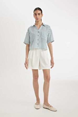 DeFacto Yüksek Bel Geniş Paça Şort D1198AX24SMWT34