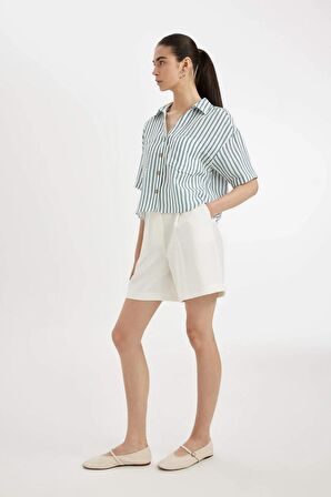 DeFacto Yüksek Bel Geniş Paça Şort D1198AX24SMWT34