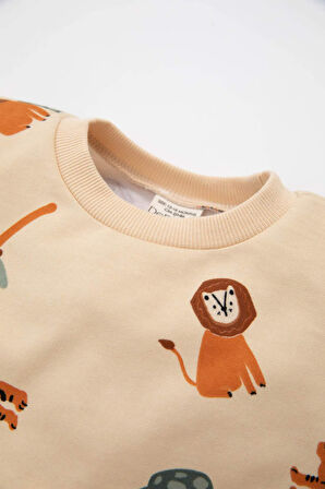 DeFacto Erkek Bebek Bisiklet Yaka Baskılı Sweatshirt D2931A524AUER42