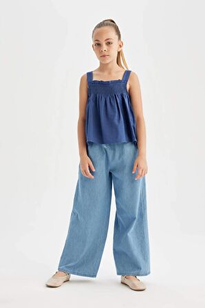 DeFacto Kız Çocuk Wide Leg Geniş Paça Jean Pantolon D3355A824HSNM39