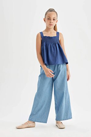 DeFacto Kız Çocuk Wide Leg Geniş Paça Jean Pantolon D3355A824HSNM39