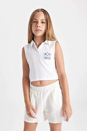 DeFacto Kız Çocuk Polo Yaka Spor Baskılı Atlet C4715A824SMWT34