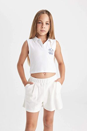 DeFacto Kız Çocuk Polo Yaka Spor Baskılı Atlet C4715A824SMWT34