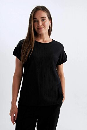 DeFacto Regular Fit Bisiklet Yaka Kısa Kollu Tişört D3198AX24HSBK81