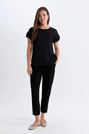 DeFacto Regular Fit Bisiklet Yaka Kısa Kollu Tişört D3198AX24HSBK81