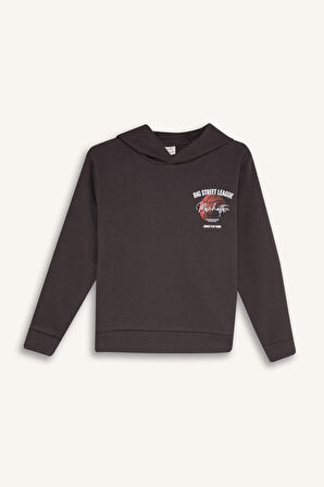 DeFacto Erkek Çocuk 2'li Takım Kapüşonlu Baskılı Sweatshirt Beli Lastikli Eşofman Altı D2040A824AUAR213