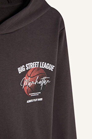 DeFacto Erkek Çocuk 2'li Takım Kapüşonlu Baskılı Sweatshirt Beli Lastikli Eşofman Altı D2040A824AUAR213