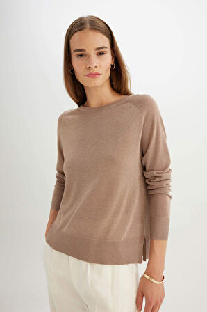 Regular Fit Bisiklet Yaka Basic Triko Kazak