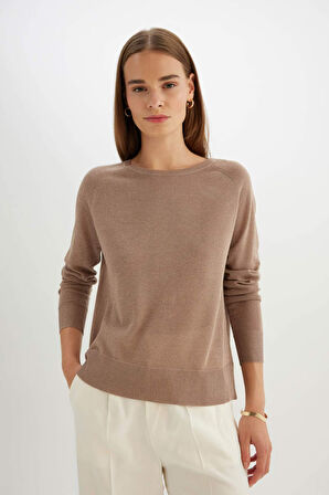 Regular Fit Bisiklet Yaka Basic Triko Kazak