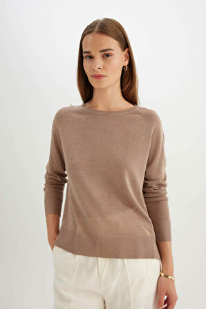 Regular Fit Bisiklet Yaka Basic Triko Kazak