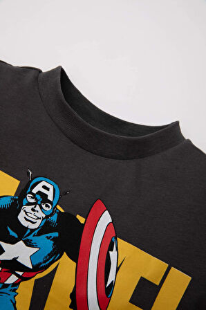 DeFacto Erkek Bebek 2'li Takım Marvel Comics Penye Kısa Kollu Tişört Üst Beli Lastikli Kısa Şort Alt C7854A524SMAR202