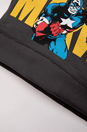DeFacto Erkek Bebek 2'li Takım Marvel Comics Penye Kısa Kollu Tişört Üst Beli Lastikli Kısa Şort Alt C7854A524SMAR202