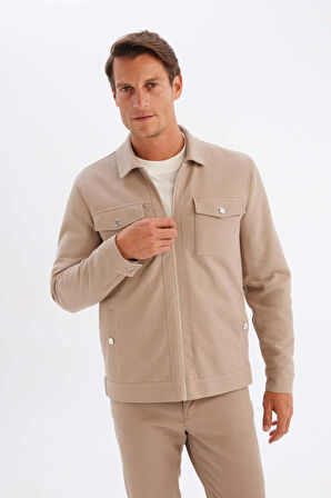 DeFacto Slim Fit Polo Yaka Astarlı Ceket Mont Y4458AZ24AUBG216