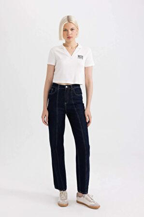 DeFacto Fitted Polo Yaka Baskılı Kısa Kollu Beyaz Tişört C7655AX24SMWT32