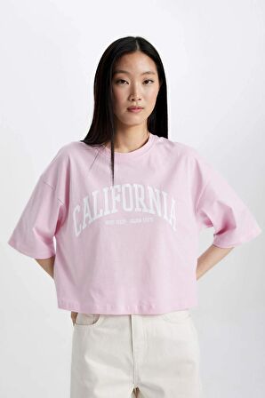 DeFacto Oversize Fit Bisiklet Yaka Baskılı Kısa Kollu Tişört C7715AX24SMPN205