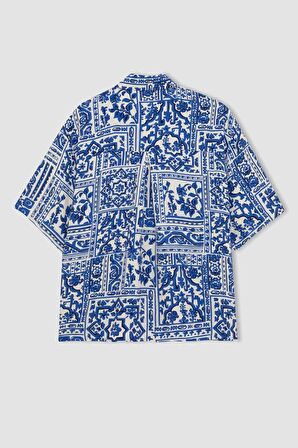 DeFacto Oversize Fit Desenli Kısa Kollu Gömlek C8731AX24SMBE114