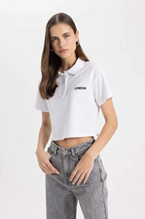 DeFacto Relax Fit Polo Yaka Baskılı Pike Kısa Kollu Tişört C7716AX24SMWT36