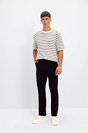 DeFacto Kanvas Chino Pantolon Normal Kesim 4 Cepli Pamuklu Esnek Düz Paça C9440AX24AUBK81