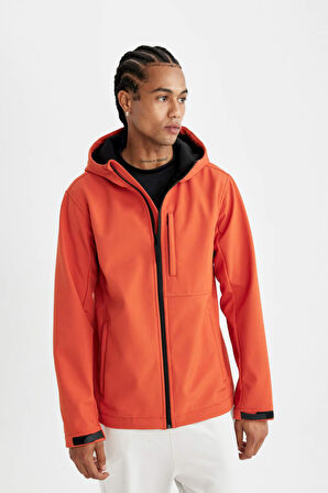 DeFactoFit Softshell Mont Su İtici Rüzgara Karşı Koruyan Kapüşonlu Fermuarlı Cepli A2122AX24AUOG543