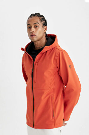 DeFactoFit Softshell Mont Su İtici Rüzgara Karşı Koruyan Kapüşonlu Fermuarlı Cepli A2122AX24AUOG543