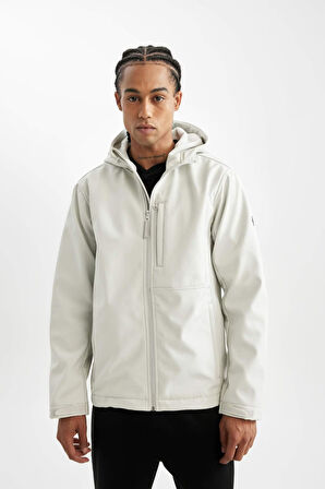 DeFactoFit Softshell Mont Su İtici Rüzgara Karşı Koruyan Kapüşonlu Fermuarlı Cepli A2122AX24AUGR493