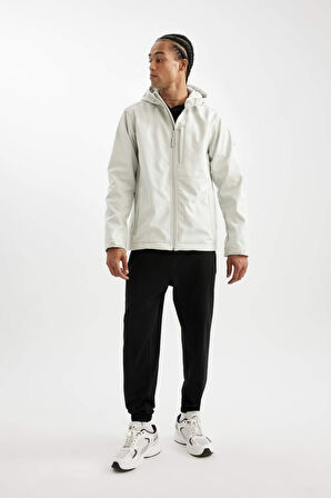 DeFactoFit Softshell Mont Su İtici Rüzgara Karşı Koruyan Kapüşonlu Fermuarlı Cepli A2122AX24AUGR493