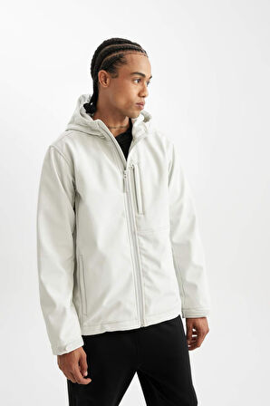 DeFactoFit Softshell Mont Su İtici Rüzgara Karşı Koruyan Kapüşonlu Fermuarlı Cepli A2122AX24AUGR493
