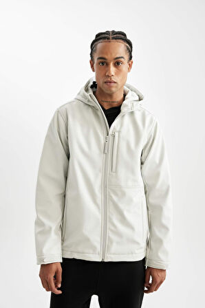 DeFactoFit Softshell Mont Su İtici Rüzgara Karşı Koruyan Kapüşonlu Fermuarlı Cepli A2122AX24AUGR493
