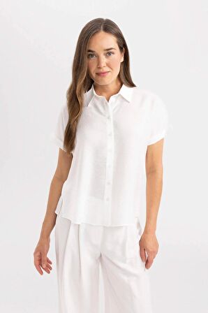 DeFacto Regular Fit Kısa Kollu Beyaz Gömlek C9621AX24SMWT32