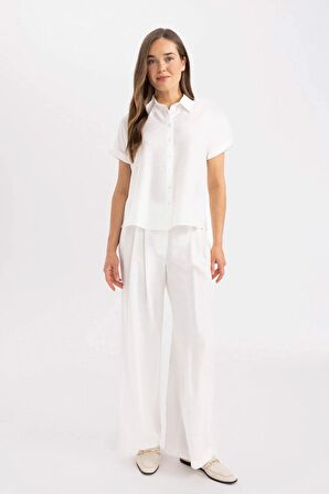 DeFacto Regular Fit Kısa Kollu Beyaz Gömlek C9621AX24SMWT32