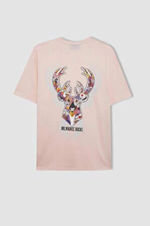 DeFactoFit NBA Milwaukee Bucks Boxy Fit Bisiklet Yaka Kısa Kollu Tişört B9889AX24SMPN262