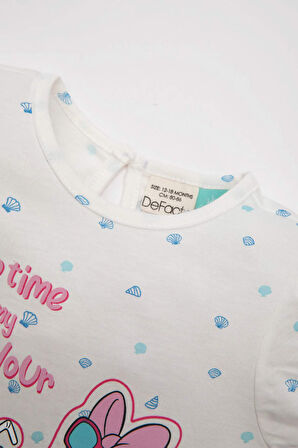 Kız Bebek Pijama Takım Daisy Duck Penye  Kısa Kollu Üst Beli Lastikli  Şort Alt