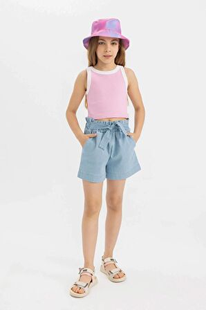 DeFacto Kız Çocuk Paperbag Jean Şort C9302A824SMNM39