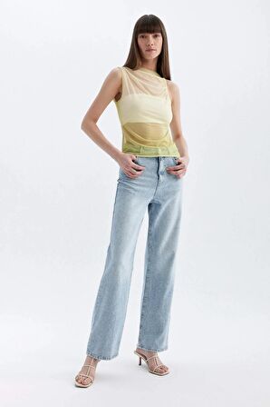 DeFacto Slim Fit Dar Kesim Degaje Yaka Degrade Tül Atlet C9322AX24SMYL512