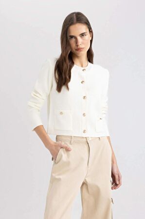 DeFacto Fitted Bisiklet Yaka Hırka D1423AX24SMER156