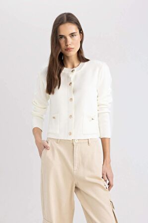 DeFacto Fitted Bisiklet Yaka Hırka D1423AX24SMER156