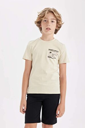 DeFacto Erkek Çocuk Pijama Takımı Baskılı Kısa Kollu Üst Şort D1209A824SMBG31