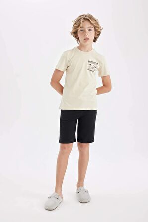 DeFacto Erkek Çocuk Pijama Takımı Baskılı Kısa Kollu Üst Şort D1209A824SMBG31