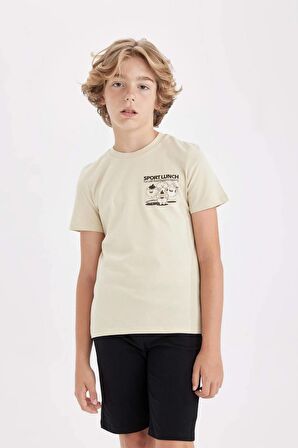 DeFacto Erkek Çocuk Pijama Takımı Baskılı Kısa Kollu Üst Şort D1209A824SMBG31