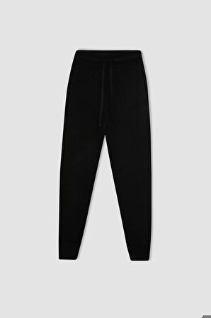 DeFacto Jogger Triko Pantolon Cepli Basic Düz Beli Lastik Bağcıklı R1701AZ24WNBK27