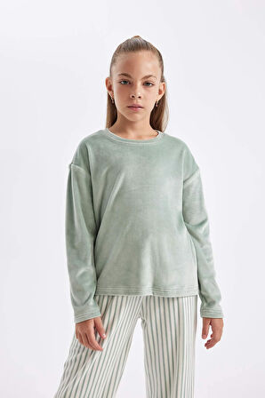 DeFacto Kız Çocuk Polar Uzun Kollu Pijama Takımı D1068A824WNGN1123