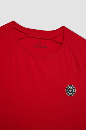 DeFactoFit Standart Fit Bisiklet Yaka Baskılı Ağır Kumaş Kısa Kollu Sporcu Tişört D1007AX24SMRD303