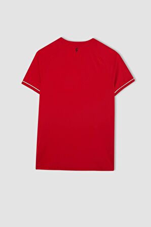 DeFactoFit Standart Fit Bisiklet Yaka Baskılı Ağır Kumaş Kısa Kollu Sporcu Tişört D1007AX24SMRD303