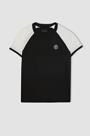 DeFactoFit Standart Fit Bisiklet Yaka Baskılı Sporcu Ağır Kumaş Kısa Kollu Tişört C1746AX24SMBK81