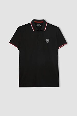 DeFactoFit Standart Fit Baskılı Kısa Kollu Sporcu Ağır Kumaş Polo Tişört C1749AX24SMBK81