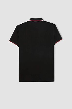 DeFactoFit Standart Fit Baskılı Kısa Kollu Sporcu Ağır Kumaş Polo Tişört C1749AX24SMBK81