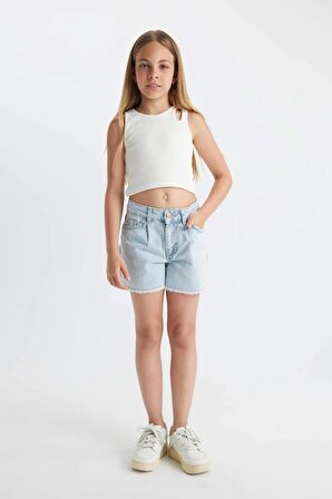 DeFacto Kız Çocuk Jean Şort C9519A824SMNM63