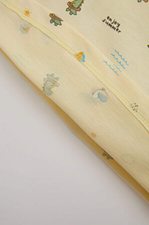 Erkek Bebek Pijama Takımı Dinazor Desenli Penye Kısa Kollu Üst Şort