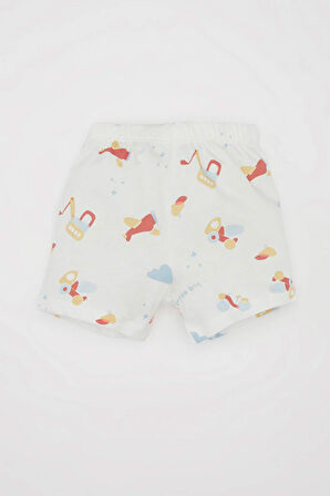 Erkek Bebek Pijama Takım Baskılı Penye Kısa Kollu Üst Beli Lastikli Şort