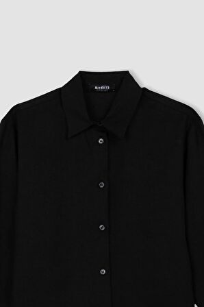 Regular Fit Keten Uzun Kollu  Gömlek Tunik